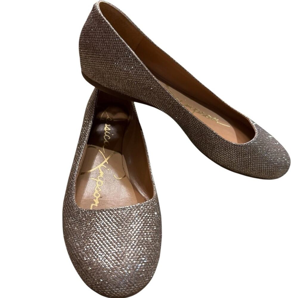 Jessica Simpson Women’s 7.5 Elegant Bronze Glitter Flats